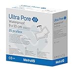 Medrull 100% wasserfestes Wundpflaster - Wasserfestes Pflaster - Steril, Transparent, Starker Halt - Schützt bei Schnittwunden & Kratzer - Ideal zum Duschen, Sport, Baden - 10 x 9 cm, 25 Stück
