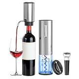 BGFOX Electric Wine Bottle Opener Set Rechargeable Stainless Steel, 4 in 1 Automatic Electric Corkscrew, Automatic Electric Wine Aerator, Foil Cutter and Vacuum Stopper, Gifts for Wine L