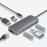 USB C Hub, USB C Adapter 8 Port Hub MacBook Pro Adapter, Datenhub, 8 in 1 mit 4K HDMI,100W PD Stromversorgung, Adapter für MacBook Air Pro Notebooks Tablets iP-ad Pro Laptops