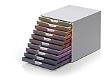 Durable Schubladenbox A4 (Varicolor) 10 Fächer, mit Etiketten zur Beschriftung, mehrfarbig, 761027