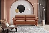 DOMO Collection Lascano 2 Sitzer, formschöner 2er Couch mit Federkern in Lederoptik, Sitzraster 60, Sofa, Garnitur, Cognac, 152 cm