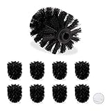 Relaxdays, schwarz Ersatzbürstenkopf für Klobürste, 9er Set, Ersatz WC Bürstenkopf, Kunststoff, 12 mm Gewinde, D: 8 cm, 9 Stück