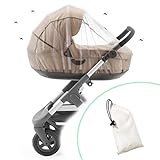 ecolly Universal Insektenschutz für Kinderwagen, Buggy & Babyschale, reissfestes & luftdurchlässiges Mückennetz mit Gummizug, inklusive Beutel - weiß