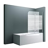doporro 120x140cm Design-Duschwand für Badewanne Badewannenaufsatz Duschabtrennung 6mm ESG-Sicherheitsglas inkl. NANO-Beschichtung Badewannenfaltwand