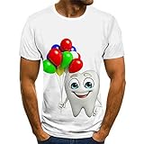 t-Shirt 3D Kleine weiße Zähne T-Shirt männlich 3DT-Shirt mit bunten Luftballons kurzärmeligen Rundhals Digitaldruck lässig kurzärmelig-Color_XXS