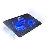 TECKNET Laptop Kühlpads 12-17 Zoll, Laptop Kühler Cooling Pad Notebook Cooler Ständer Kühlpad Kühlmatte, 2 USB-Ports, 3 Lüfter mit LEDs