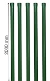 5 Eisenrohr 2000 mm lang in grün RAL 6005 als Zaunpfosten oder Zaunstrebe Ø 34mm für Metallzaun Schweißgitter