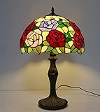 sgvaga Tiffany Style Tischlampe 19' hoch 12' breit Glasmalerei Rot Rosa Lila Floral Antike Vintage Licht Wohnzimmer Schlafzimmer Nachttisch Bar Cafe
