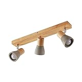 Lindby Deckenlampe Holz Beton, Deckenstrahler schwenkbar und drehbar, 3x E14 max. 8W, ohne Leuchtmittel, Strahler, Spots, Deckenleuchte
