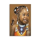 BAGLEV Kunstdruck Poster African Little Girl Poster Canvas Wall Art Pictures for Bedroom Wall Art Gifts Decor 60 * 90cm Senza Cornice
