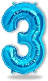 Geburtstagsdeko Folienballon Zahlen Luftballons,40 Zoll Blau Ballons für Geburtstag Party Dekoration(Zahl 3)