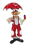 Oberle Dekofigur Clown mit Schirm rot weiß 20,5 cm Figur Karneval Köln Harlekin