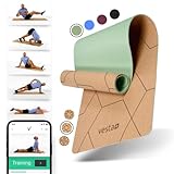 Vesta+ Yogamatte Kork TPE + Fitness App - Die nachhaltige Kork Yogamatte für das Plus Deinem Workout - Der Testsieger unter Korkmatten Yoga als Yoga Matte Kork, Sportmatte Kork und Fitnessmatte Kork