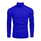 Herren Pullover Rollkragen Rippstrickpullover Langarm Causal Slim Fit Sweater Einfarbig Basic Warm Pullover Rollkragen Tops Weich Gemütlich Strickpullover Warme Winter Strickwaren, dunkelblau, 3XL