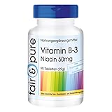 Vitamin B3 Tabletten - Niacin 50mg als Nicotinamid - flush-free - vegan - ohne Magnesiumstearat - 90 Niacin-Tabletten