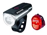 SIGMA SPORT - LED Fahrradlicht Set AURA 60 und NUGGET II | StVZO zugelassenes, akkubetriebenes Vorderlicht und Rücklicht