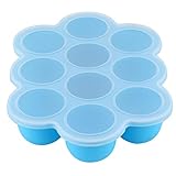 SALALIS Gefrierform für Lebensmittel, multifunktionales Gefrierfach für Lebensmittel, wiederverwendbarer Behälter mit 10 einzelnen Löchern mit Deckel für den Heimgebrauch für Eiswürfelbehälter(Blau)