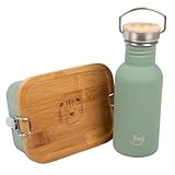Lunch Set für Kinder – Pausenbox mit Trinkflasche 500ml aus Edelstahl, auslaufsicher & BPA-frei, Brotdose mit Trennwand – Ideal für Schule & Freizeit, Mint Flasche + Mint Box, leicht zu reinig