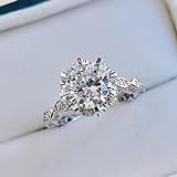 DJMJHG 100% 925 Sterling Silber Diamant-Verlobungsringe mit hohem Kohlenstoffgehalt für Frauen Hochzeitsfeier Edlen Schmuck Geschenke 9