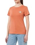 Calvin Klein Damen 2er Pack T-Shirts Kurzarm Monologo Slim Rundhalsausschnitt, Mehrfarbig (Aragon / Bright White), M