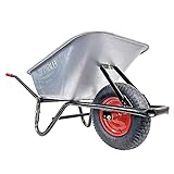 BPA Schubkarre 100l Liter verzinkt Luftrad Schubkarren groß Garten Scheibtruhe Bauschubkarre | Rahmen schwarz | Metallfelge | sehr stabil