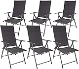 Brubaker 6er Set Gartenstühle Riva - Faltstühle klappbar- 7-Fach verstellbare Rückenlehnen - wetterfeste Klappstühle - Grau