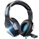 Gaming Headset Blau für PS4 PS5 Xbox one PC Switch Mac, 3D Surround Sound Kabelgebundenes PS4 Headset, LED Over-Ear Gaming Kopfhörer mit Noise Cancelling Mikrofon für Kinder