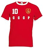 aprom CCCP UDSSR Sowjetunion Ringer T-Shirt Fußball Trikot All-10 R (XL)