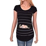 Damen Sommer Kurzarm Umstandsmode Lustige Baumwolle Weste Tops Witzige süße Umstandsmode T-Shirt Schwangere Frauen Baby in der Tasche T-Shirt Top Oberteil für Schwangere