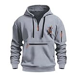 Herren Kapuzenpullover Sweatshirt mit Reißverschluss Hoody Herren Mit Kapuze Loose Fit Pullover Hoodie Ultra Soft Sweatshirt mit Taschen Classic Männer Sweatjacke Druck Pullover Gedruckt Hoody
