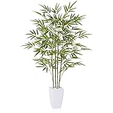 CROSOFMI Kunstpflanze Bambus 120 cm Künstliche Pflanzen Groß Wie Echt Plastikpflanzen Zimmerpflanzen Balkon Badezimmer Deko Modern （1 Pack）
