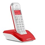Motorola Startac S1201 DECT Schnurlostelefon (Analog, Freisprechen, ECO-Modus, Displaybleuchtung auf Gerätefarbe abgestimmt) rot