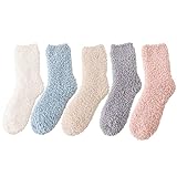 Fascigirl Fuzzy Socks Dicke weiche 5 Paar atmungsaktive einfarbige warme Wintersocken für Damen, leicht, elastisch, zum Wandern, Thermo-Kleid, lang