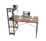 Oak & Tea Computertisch, Schreibtisch mit 4-stufigen DIY-Lagerregalen Links oder rechts, 120 * 60 * 122 cm Arbeitstisch für Büro-Wohnzimmer, Stahlrahmen