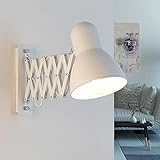 Ausziehbare Wandleuchte Weiß E27 verstellbar Vintage Scherenlampe Leseleuchte Wand Wohnzimmer Schlafzimmer Küche Innen Beleuchtung