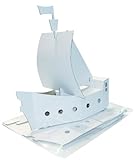 KREUL 39101 - Joypac Bastelkarton Piratenschiff, ca. 48 x 18 x 50 cm groß, aus stabiler weißer Pappe, zum bemalen, bekleben und dekorieren, ideal für Kinder