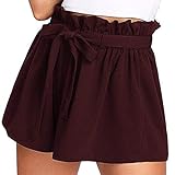 Shorts Frauen Frauen Elegante Lässige Shorts Mit Hoher Taille Elastische Taille Hot Summer Jersey Walking Short Vintage Wide Leg S Wein