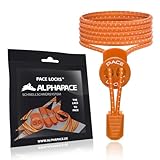 ALPHAPACE Pace Locks Elastische Schnürsenkel ohne binden mit Schnellverschluss, Schuhbänder ohne Schnüren, Slip-on Schnellverschluss für Sport, Jugend & ältere Menschen, 120 cm, 1-Paar in Orang