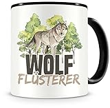 Samunshi® Wolf Tasse mit Spruch Wolf Flüsterer Geschenk für Wolf Fans Kaffeetasse Lustige Tassen zum Geburtstag 300ml