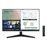 Samsung M5 Smart Monitor S24AM506NU, 24 Zoll, IPS-Panel, Bildschirm mit Lautsprechern, Full HD-Auflösung, Bildwiederholrate 60 Hz, Randlos, Smart TV Apps mit Fernbedienung, Auto Source Switch Plus
