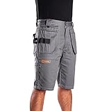 Black Hammer Herren Arbeits-Shorts mit mehreren Taschen, Cargo-Stil, strapazierfähig, dreifach genäht, verstärkende Belastungspunkte, Hose, Venom Workwear Trade, grau, 44W Regular