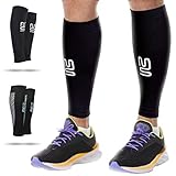 Modetro Sports Wadenbandage – Kompressionsstrümpfe ohne Fuß für Damen u. Herren – Bequeme Sport-Compression-Socks – Schwarz – Large – 1 Paar