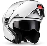MOTO Helmets® F19 „Matt White“ · Motorrad-Helm · Klapp-Helm Modular-Helm Flip-up Integral-Helm Motorrad-Helm Roller-Helm Cruiser · ECE 22.05 Sonnenvisier Schnellverschluss Tasche L (59-60cm)