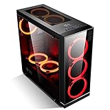 GOLDEN FIELD Z3 ATX/M-ATX/ITX Mid-Tower PC Gehäuse, Berühren Sie Frontplatte, mit Seitenfenster und 3 Rot LED-Lüftern für Desktop-PC