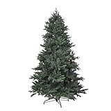 RS Trade HXT 1418 künstlicher PE Spritzguss Weihnachtsbaum 150 cm (Ø ca. 106 cm) mit ca. 2375 Spitzen, schwer entflammbarer Tannenbaum mit Schnellaufbau Klappsysem, inkl. Metall Christbaum Ständer