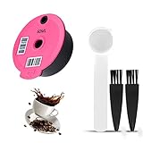 Reusable Coffee Capsule, Refillable Coffee Capsules Pods, Refillable Plastic Coffee Capsule Coffee Filter Refillable for Bosch Tassimo Coffee Machine, with 1pcs Spoon and 2pcs Brush (60ML-Pink)