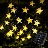Solar-Lichterkette, LED-Lichterkette mit 7 m, 50 LED-Sternen, warmweiß, wasserdicht, Dekoration für den Außen- / Innenbereich, Garten, für Partys, Weihnachten, Hochzeiten