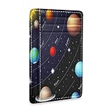 Linomo Kartenhüllen aus dünnem Leder Geldscheinklammer Pädagogisch äußere Weltraum Universum Planet Geldbörsen RFID-Blockierung für Männer und Frauen