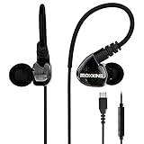 MOXKING Running Sports Earbud Headphones Wired Over Ear In Ear Headsets Noise Isolation Waterproof Earbuds Enhanced Bass Stereo Earphones with Microphone and Remote for Running (Black-Typ C)