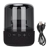 PUSOKEI Bluetooth 5.2-Lautsprecher, Tragbarer Kabelloser Lautsprecher, Stereo-Sound, Bunte Glasverglaste Beleuchtung mit 3 Lichtmodi, 4 Stunden Spielzeit, für Reisen zu Hause Im Freien